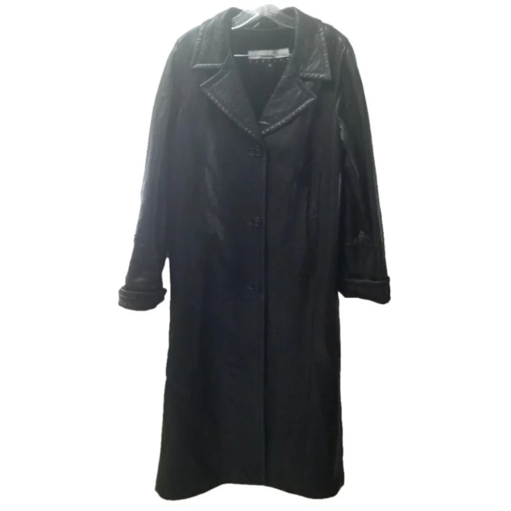 Bod  & Christensen Couture Black Long Leather Coat S